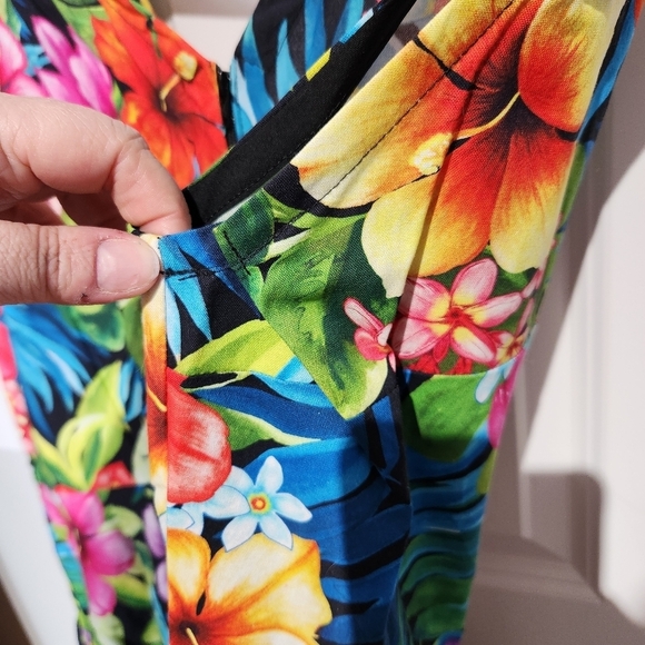 floral Hawaiian tiki fit and flare retro dress 4x pinup vintage - Picture 6 of 7